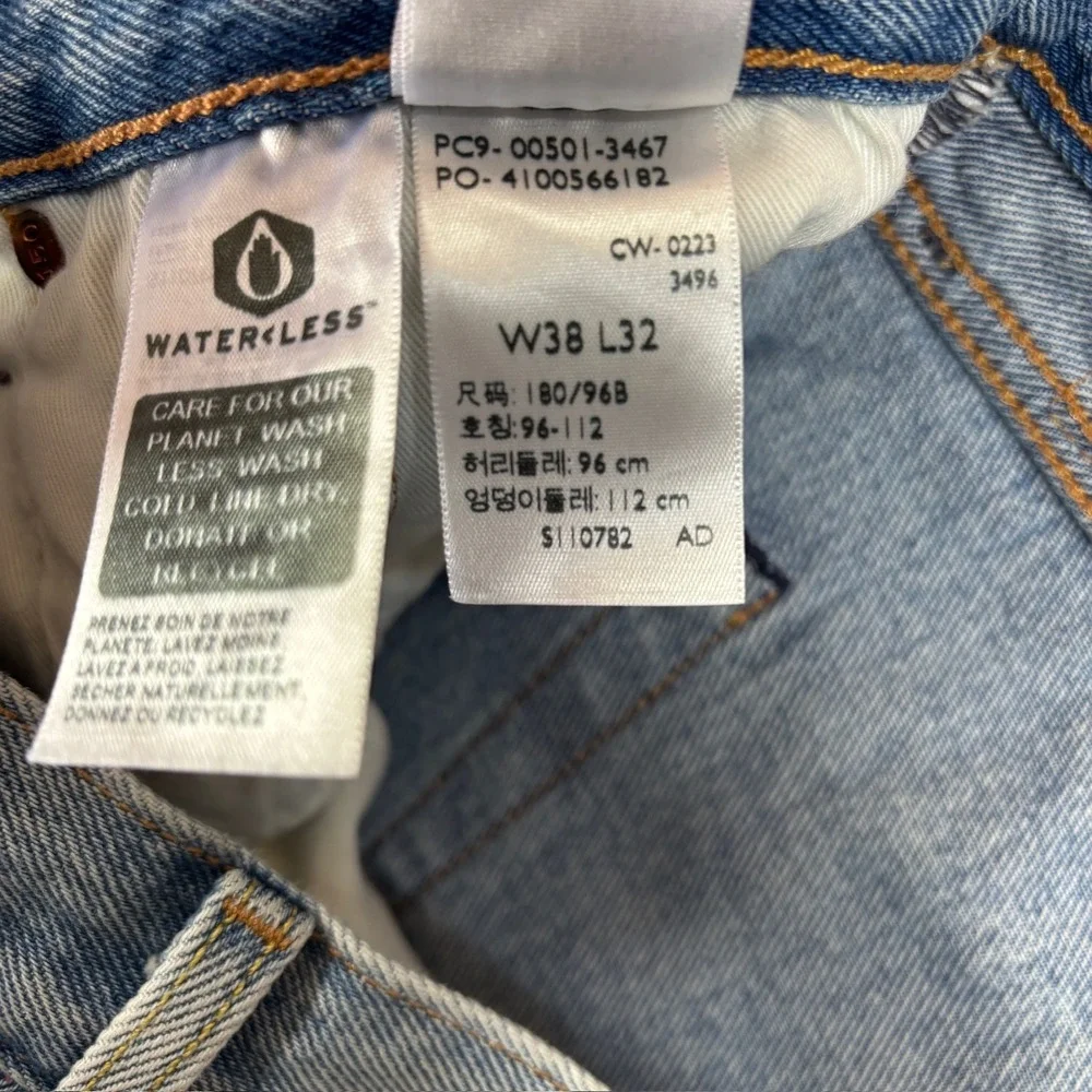 Levi's Light Blue Straight Jeans with Patchwork and Peace Patch